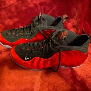 Nike Red and Black Foamposite Sneakers